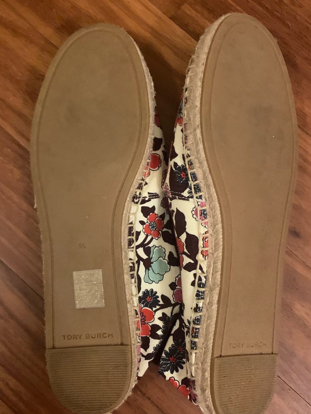 Tory Burch Floral Canvas Espadrille Flats in Cream, Pink & Red - Picture 4 of 5